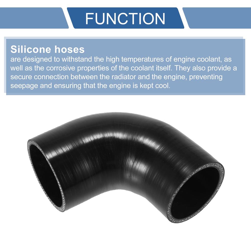 X AUTOHAUX 1pc Inner Diameter 60-65mm/2.36"-2.56" Length 90 Degree Black Car Silicone Hose Silicone