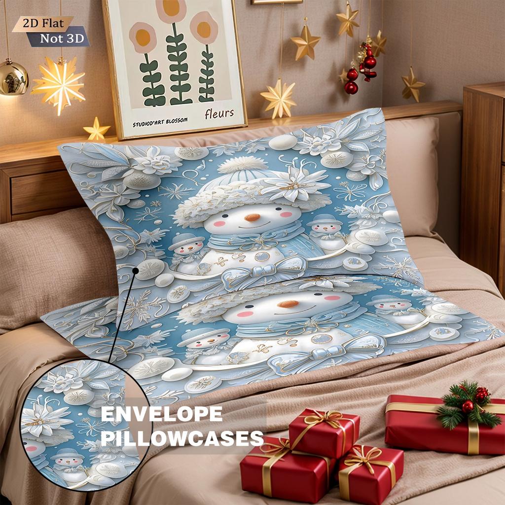 3pcs imitation relief Christmas snowman printed coreless bedding set multi size bedroom bedding decoration machine washable