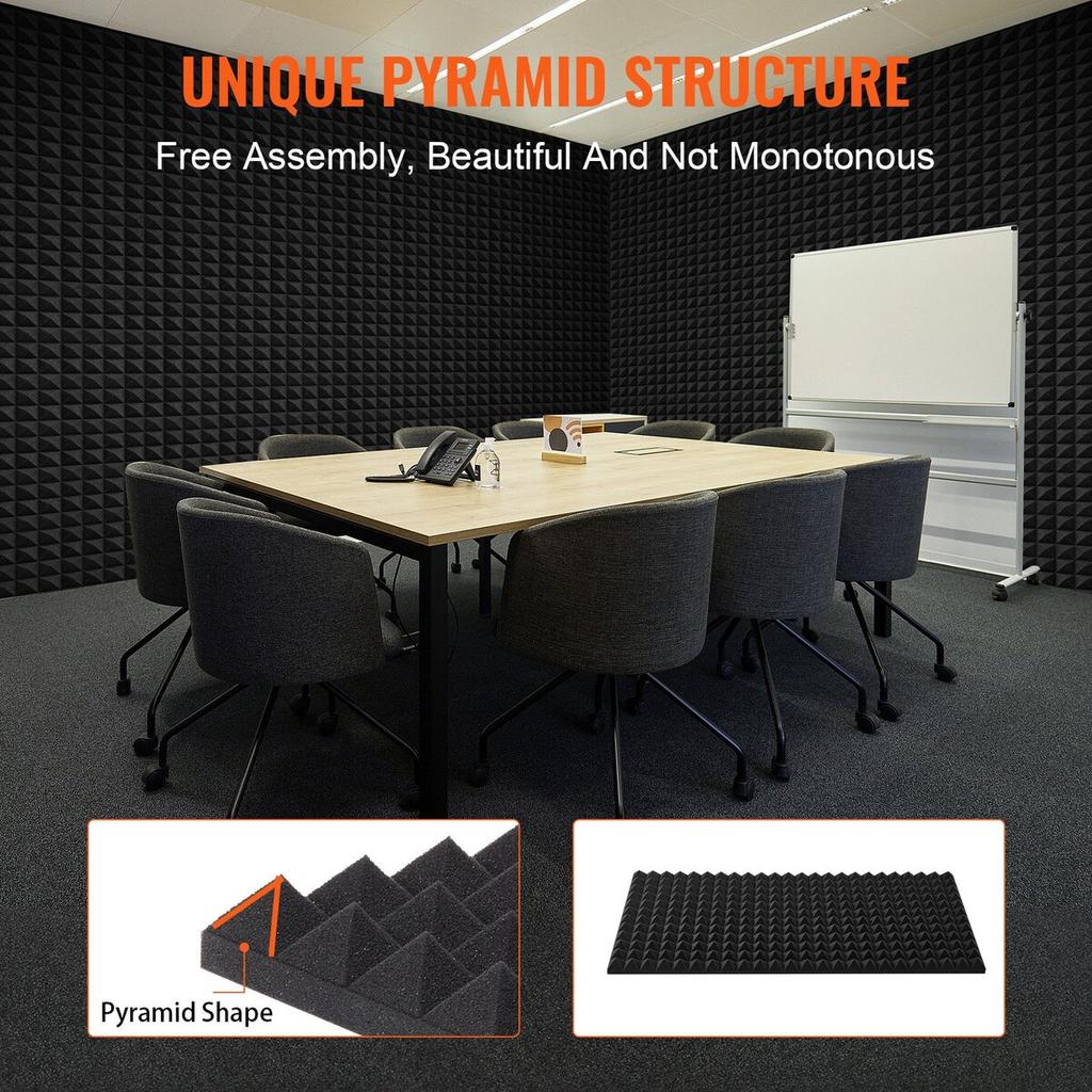 Acoustic Foam Panels 4 Pack 48 x 24 x 2 in for Studio Wall and Ceiling