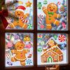 Candy Cane Window Art 4Pcs Gingerbread Christmas Stickers, Decals, Reusable Home Ornaments Decorations for Office Xmas Party Decor Supplies