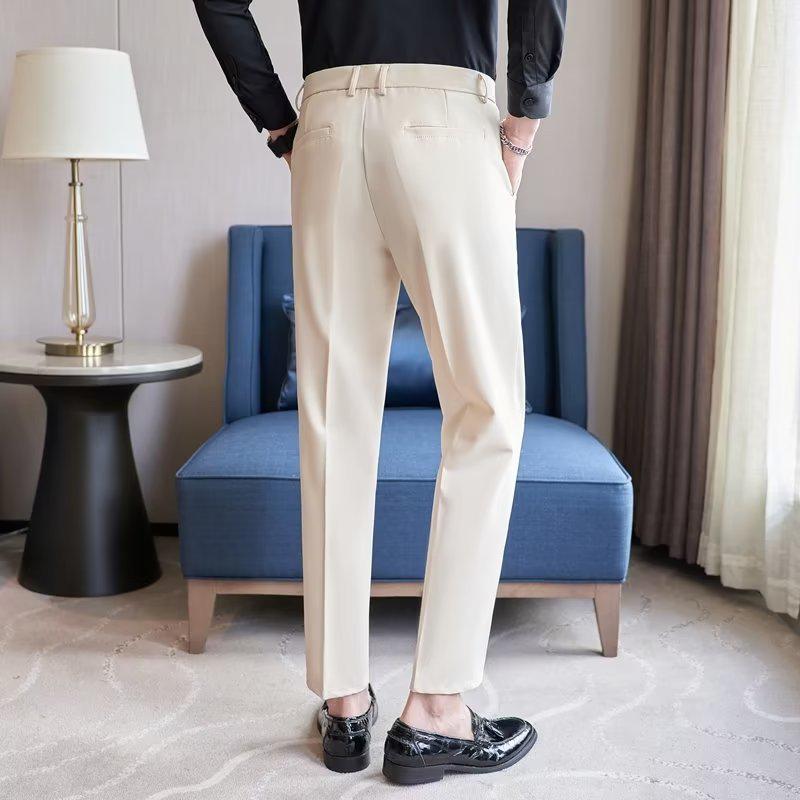 Men's Slim Black Stretch Nine-Point Business Trousers