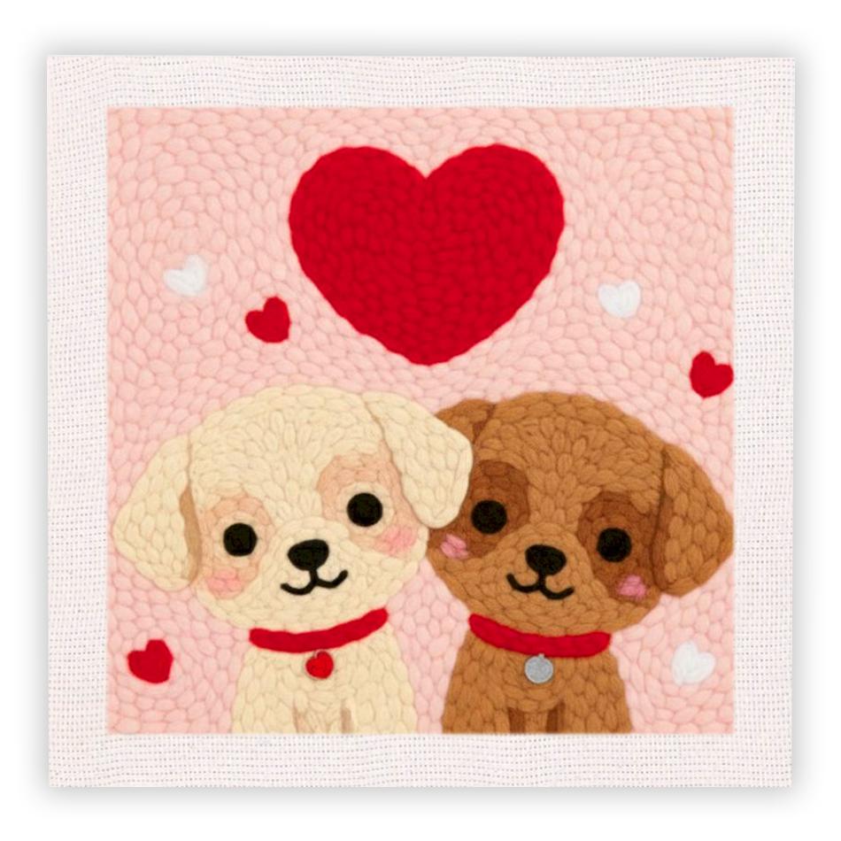 

25*25cm Punch Needle Kit Kit for Beginner Kids Arts Crafts DIY Handicrafts Magic Poking Embroidery Cat And Dog Animal Set Gift