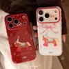 Cartoon Horse Transparent Red Bow iPhone Case for 11/13/16 Pro Max