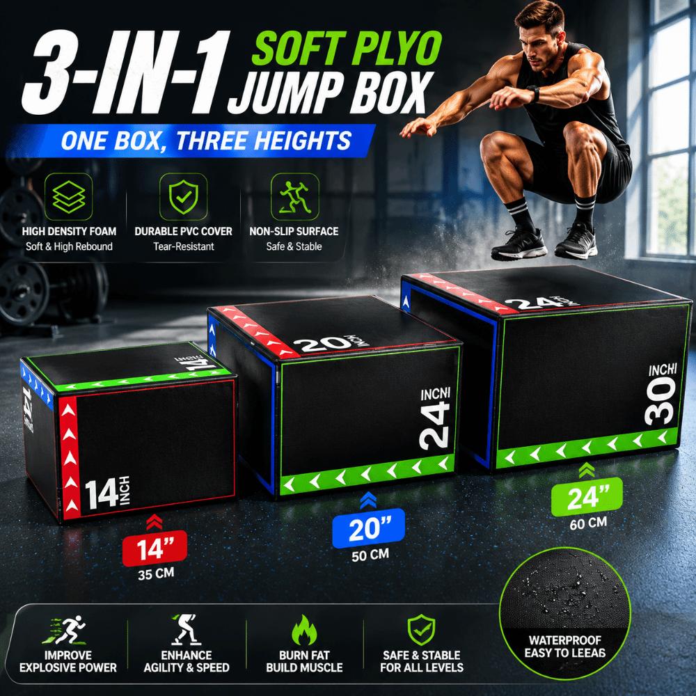 Scatola per Salto Portatile 3 in 1 Ammortizzante Strumento per Allenamento Fitness Scatola per Salto Pliometrico Grande Palestra Domestica