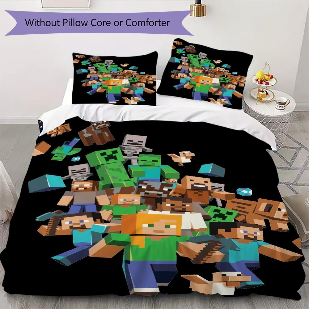 Block World Adventure Bedding 1 Duvet Cover 2 Pillowcase Without Core Without Core Christmas Birthday Gift Duvet Cover And Pillowcase