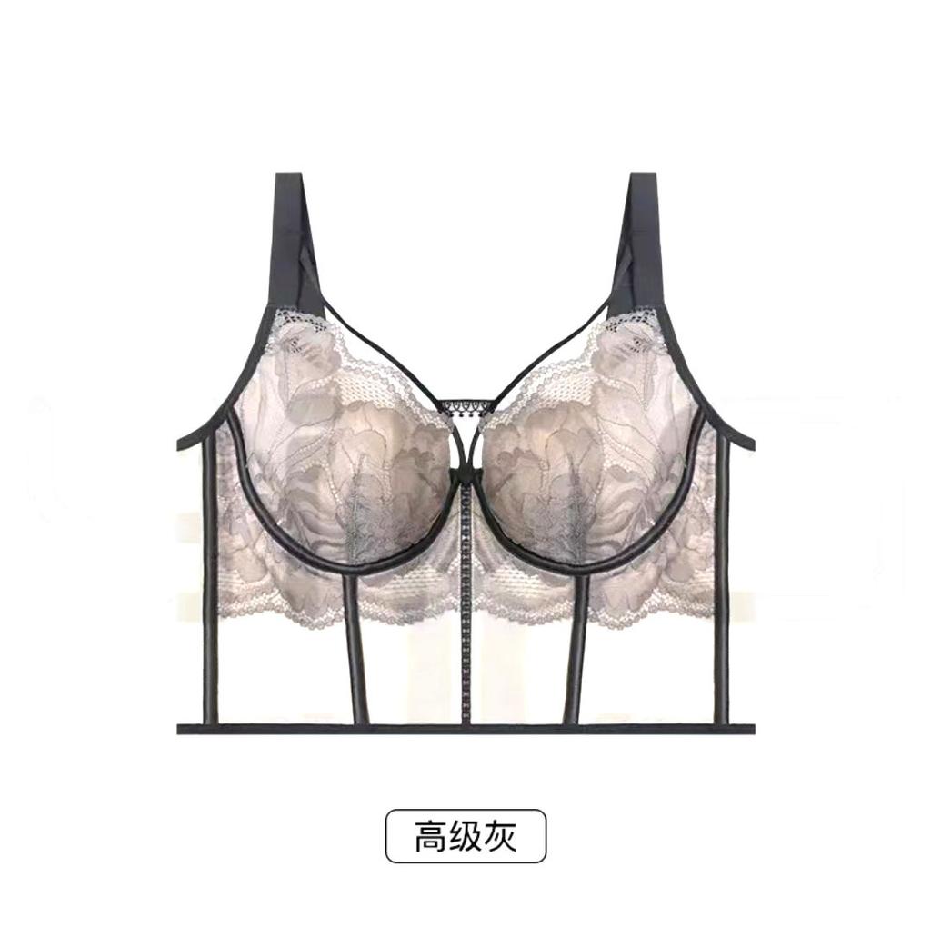 Adjustable women's secondary breasts beauty salon correction anti-sagging upper support four-row buckle gathering soft steel ring bra