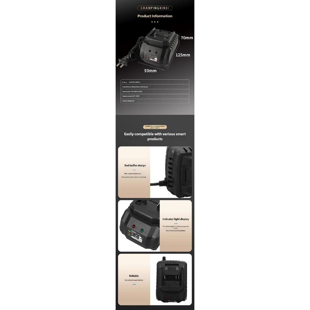 Battery Charger Suitable For Makita 18V 21V Li-ion Battery Portable FastBrand+ Charger for Makita Battery Replacement EU Plug Us