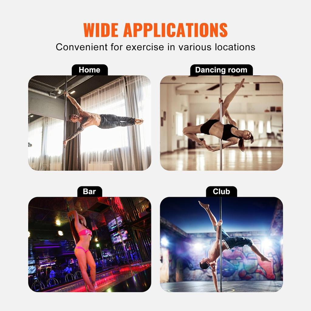 Professional Dancing Pole, Spinning Static Dancing Pole Kit, Portable Removable Pole, 45mm Heavy-Duty Stainless Steel Pole, Height Adjustable Fitness