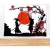 (150 X 100cm) Japanese Tapestry Anime Samurai Tapestry 60" X 40" Cherry Blossom Japanese Style Wall Hanging Party Decorations Home Decor For Bedroom L