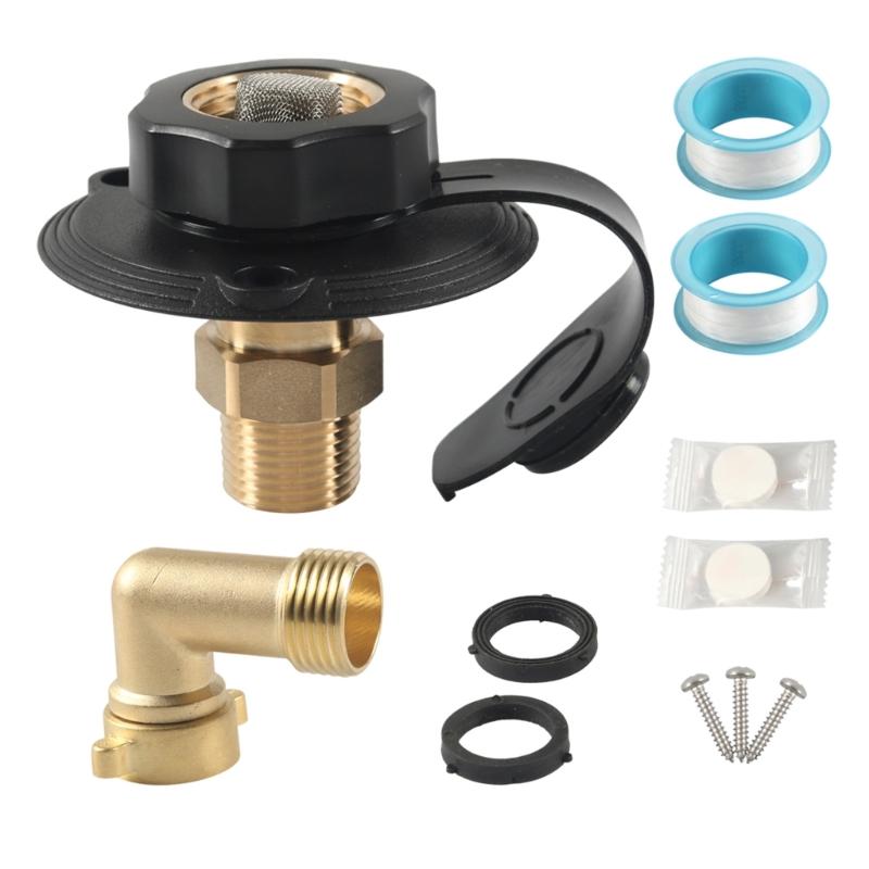 

City Water Fill Inlet Flange With Brass Check Valves For Motorhomes Trailer Marine Campers Boats Use Easy Installation чёрный
