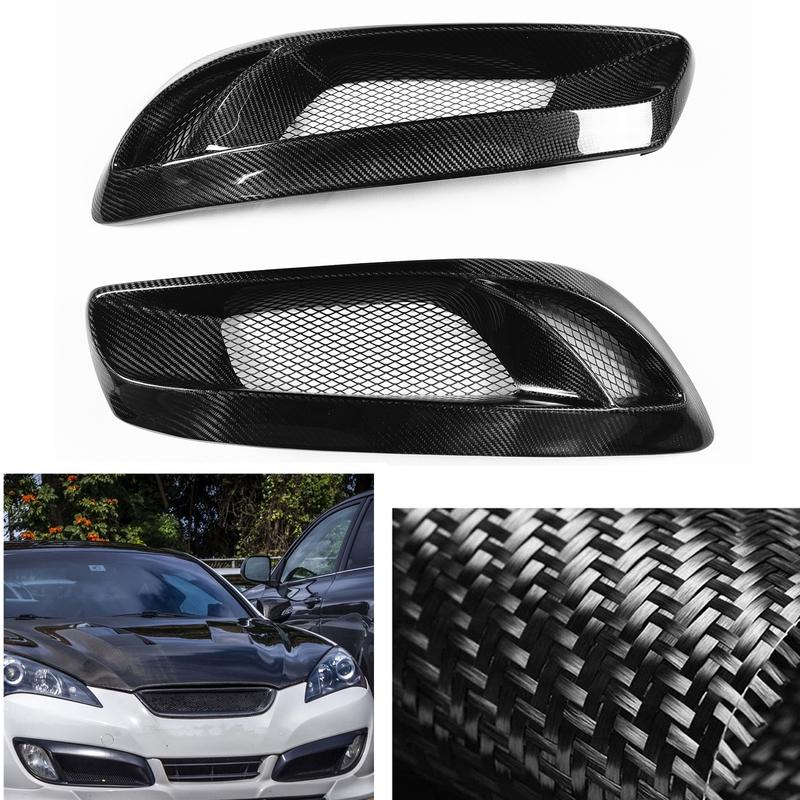 For Hyundai Genesis Coupe 2008-2012 Carbon Fiber Front Bumper Side Air Vent Intake Frame Grill Fog Light Lamp Cover Hood Grille