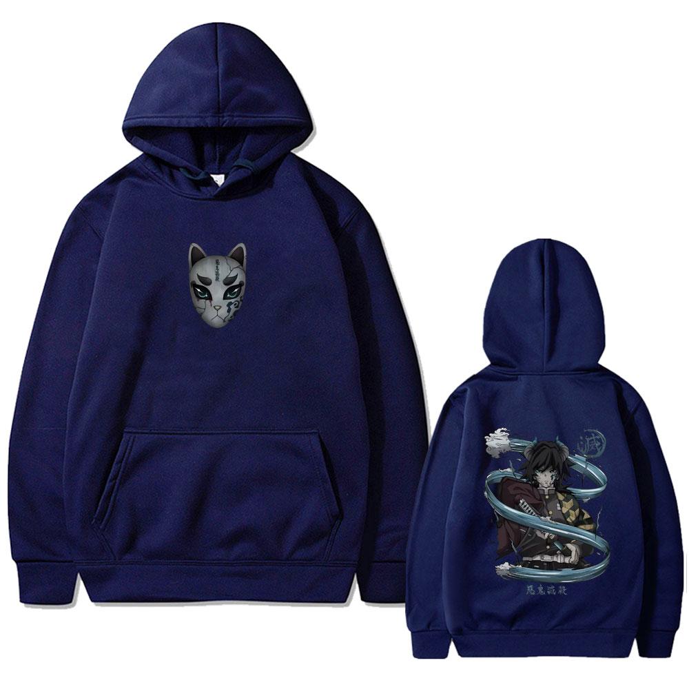 Anime Demon Slayer Tomioka Giyuu Graphic Print Hoodie Men Women Clothing Cartoon Oversized Pullover Man Hoodies