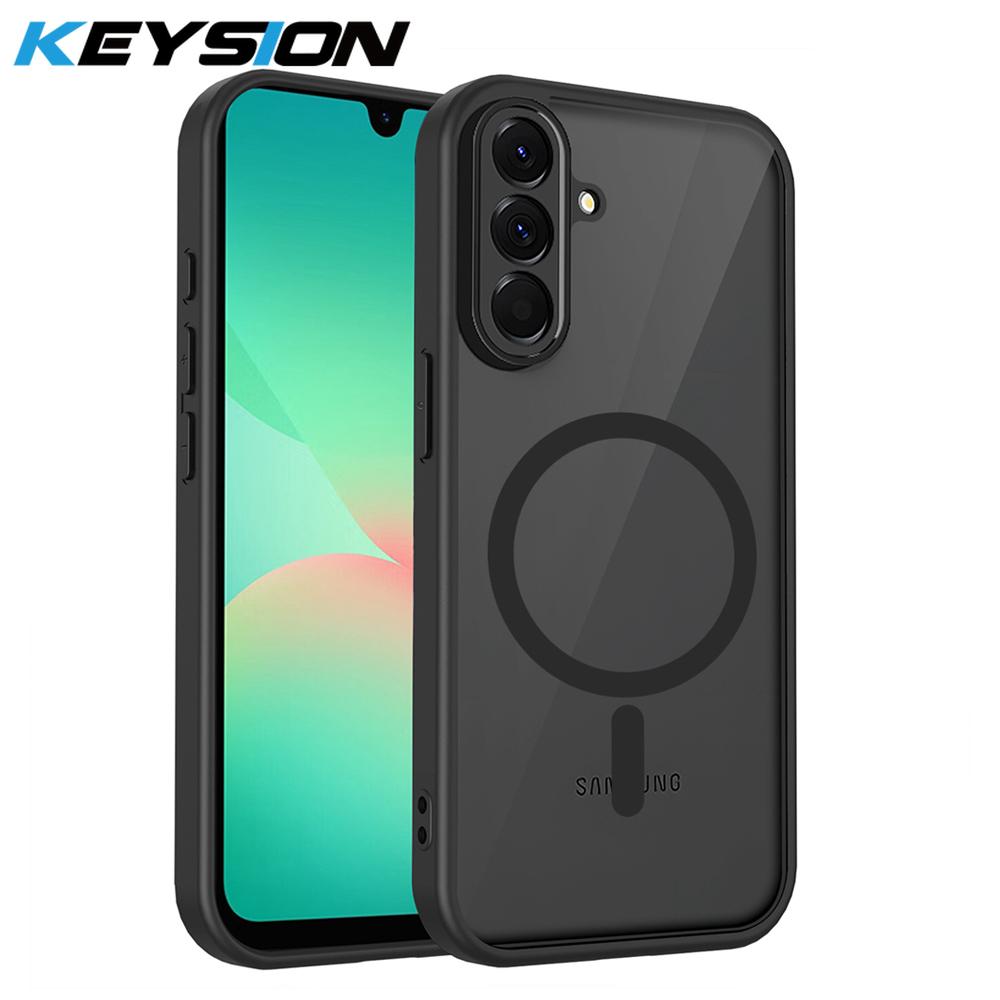 

KEYSION Magnetic Phone Case for Samsung A17 5G Silicone+PC Matte Translucent Clear Shockproof Back Cover for Galaxy A17 4G for Samsung A17 5G чёрный