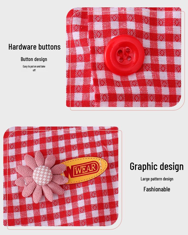 Plaid Long-Sleeve Apron Smock for Adults - Korean Style