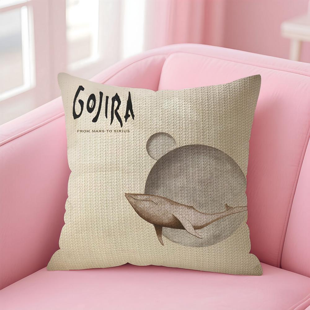 Band G-Gojira Cushion Cover Natural Linen Pillow Case Double-Sided Print Decorative Sofa Pillowcase Home Decor Gift