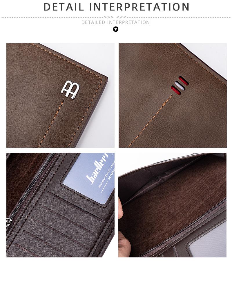 Baellerry Men's Retro Long Wallet with Multi-Card Slots and Money Clip