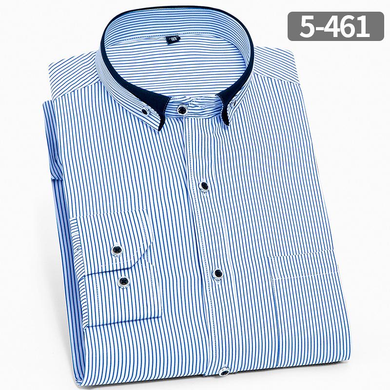 Men's High-End White Non-Iron Stand Collar Long Sleeve Dress Shirt