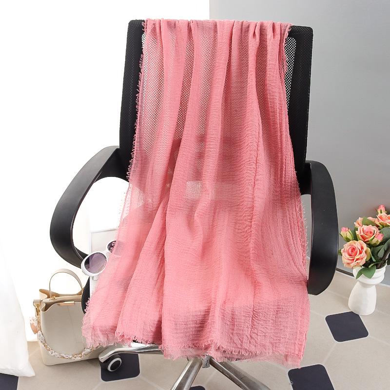 Sciarpa grande da donna in cotone e lino di colore puro: Foulard musulmano primaverile/estivo, telo mare, scialle con protezione solare