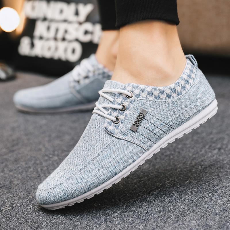 2024 Autumn Cloth Shoes Linen Breathable Casual Shoes Korean Version Of Men's Soybean Shoes Hundred Low-top Board Shoes