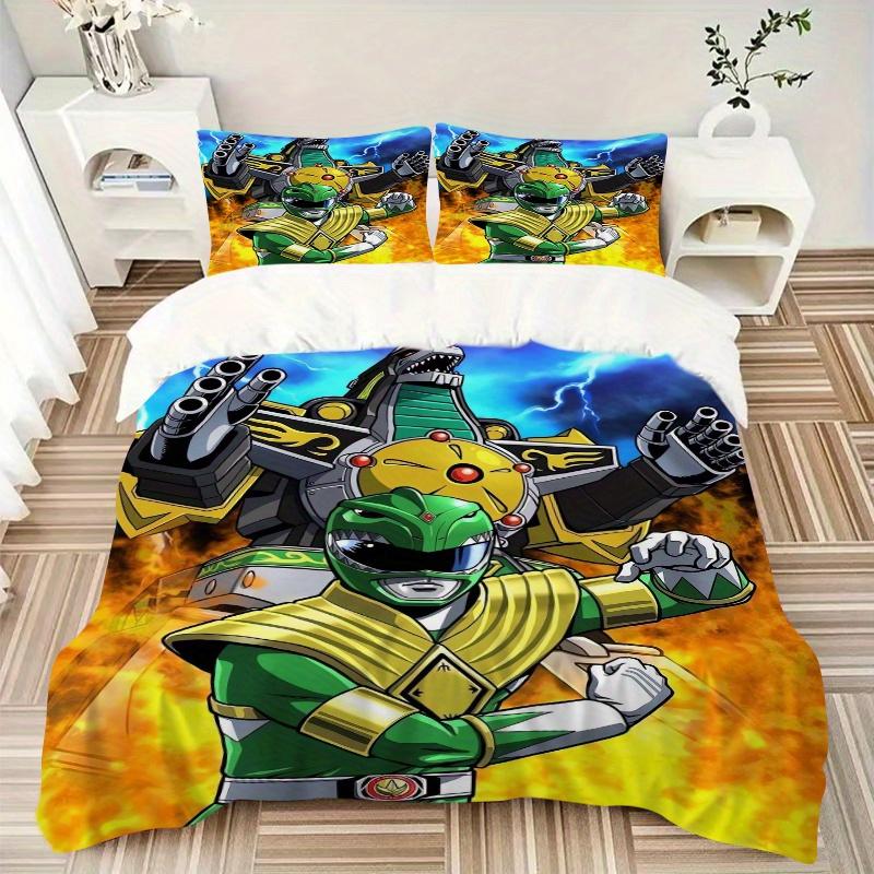 Set Copriletto 3 Pezzi Power Rangers Dino Charge Ranger Verde Ultra Morbido, Traspirante e Confortevole con Design Elegante per Camera da Letto e Ospiti