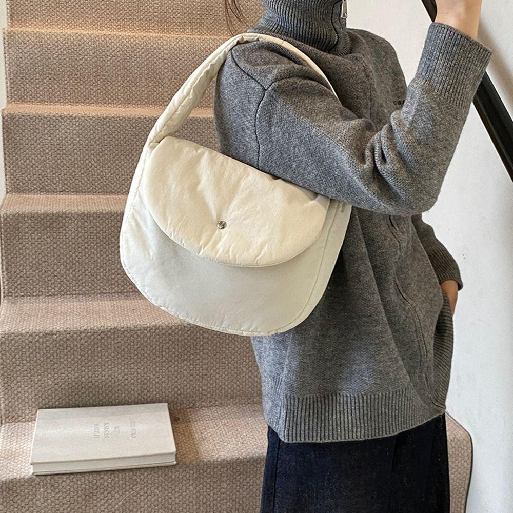 Large Capacity Down Handbag Cloth Winter Underarm Bag Sweet Nylon Shoulder Bag  Office Worker