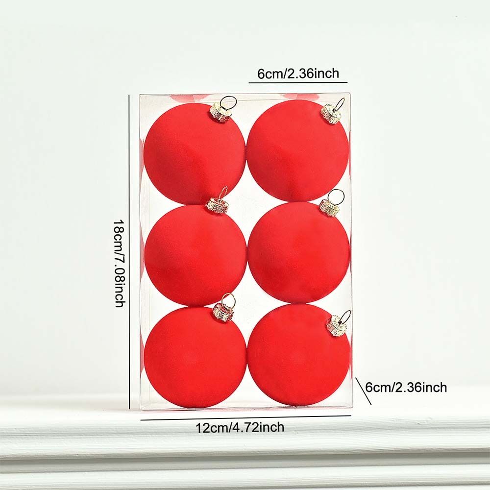 6pcs 6cm Flocked Christmas Ball Pendant Shatterproof Merry Christmas Decor  Hotel Mall