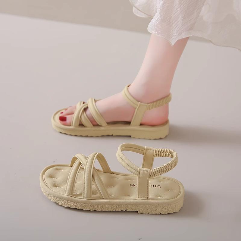 Pregnant Women's Flat-soled Sandals Women's New Summer Wear Versatile Elastic Band with Skirt Cool Slippers