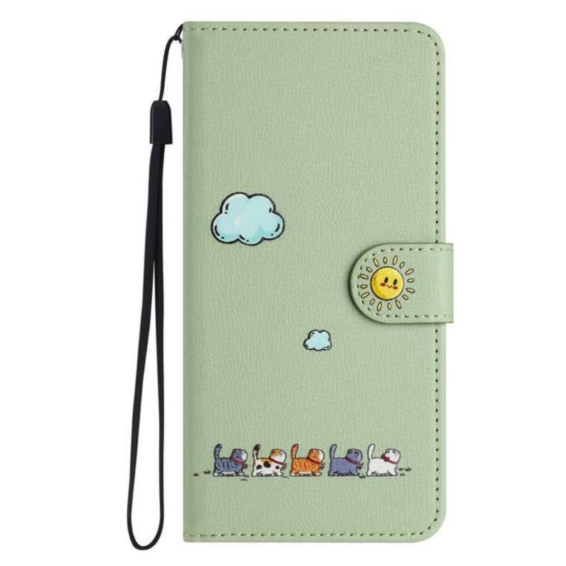 

Premium PU Leather Wallet Phone Case Shell Cover Featuring 3 Card Slots Hand Strap And Stand With Detachable Wrist Strap