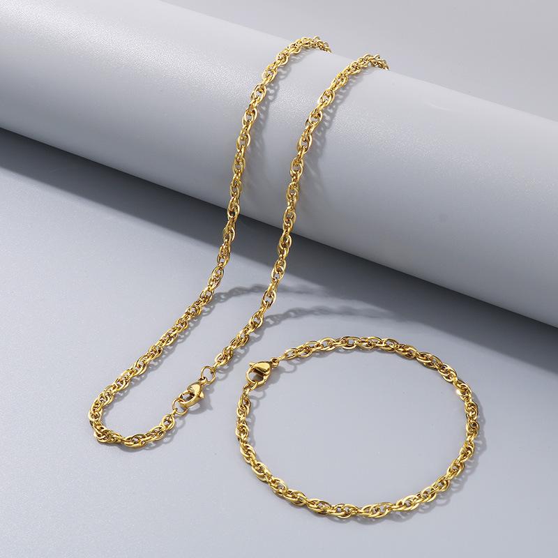 Commuter Plain Chain, Trendy Nightclub Multi-Size Plain Weave Twist Chain, Titanium Steel Men'S And Women'S Necklace.