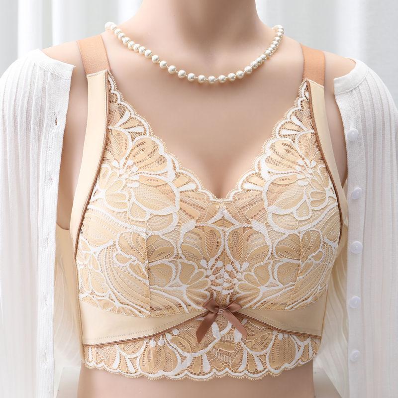 

Нижнее белье Женский Большой Бюстгальтер Шоу Маленький Верх Анти-провисание Присборенный Регулируемый Четыре Ряда Шести Пуговиц Без Стального Кольца Бюстгальтер 42/95