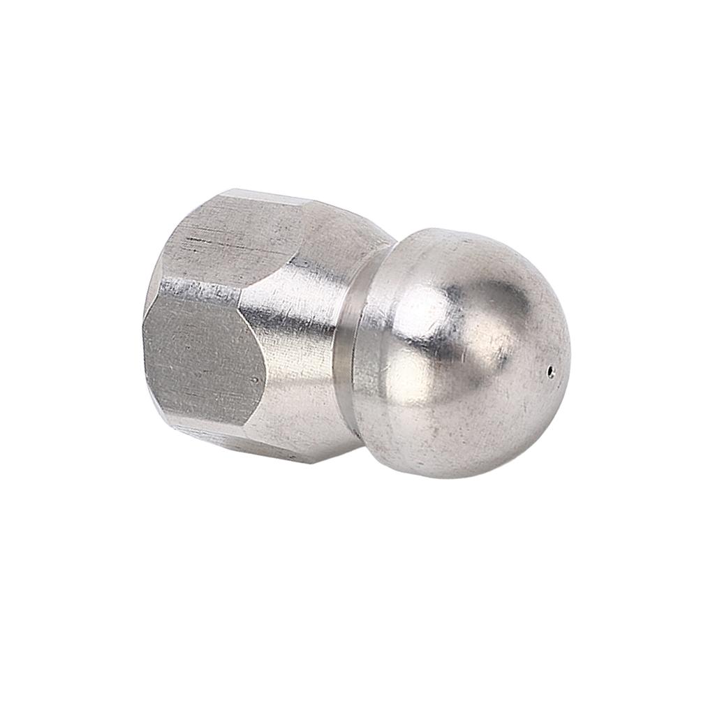 5000PSI High Pressure Washer Nozzle Pipe Dredging Cleaning Nozzle Stainless Steel Jetter Nozzle Ball Head Front 1 Rear 3 Holes G3/8in