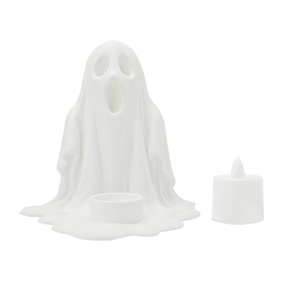 Ghost Candle Holder with LED Candle Spooky Ghost Candle Holder Flameless Candle