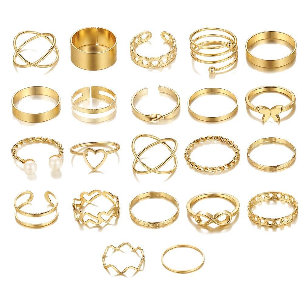 European and American Popular Design Sense Niche Butterfly Ring Open Joint Ring Set Love Ring