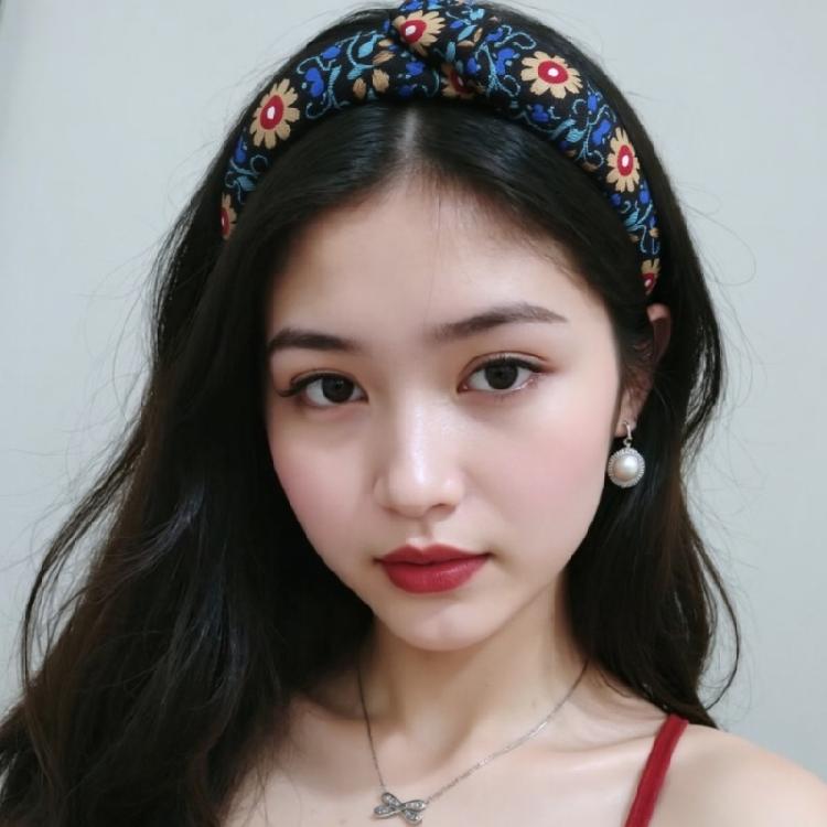 Mexico Embroidery Flower Knotted Headbands Wide Hairhoop for Women Special Occasion and Festival Dressingup Accessory