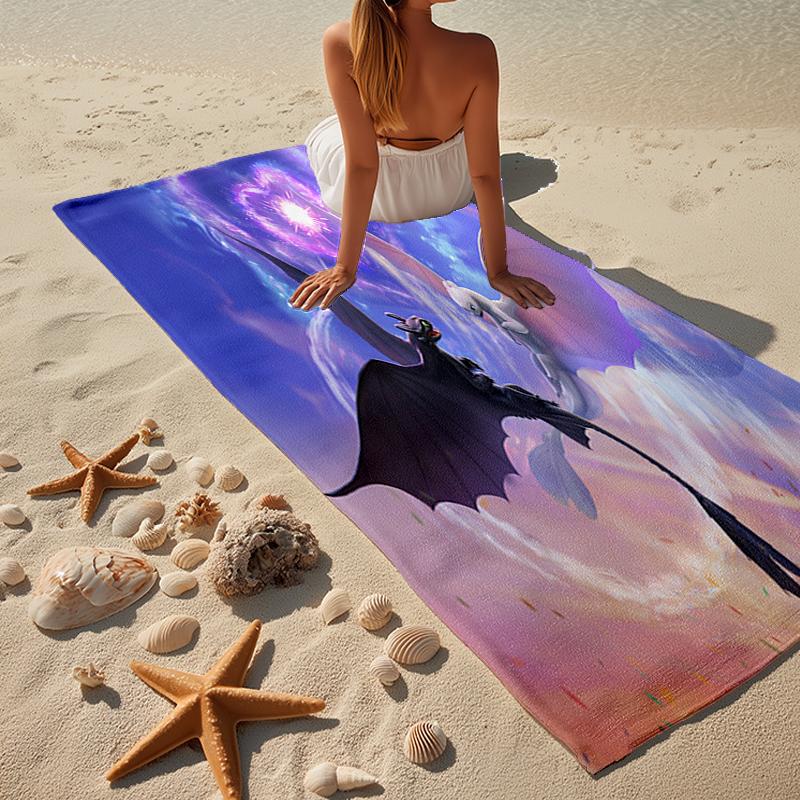 Dragon's Glimmering Fish Beach Towel, Super Soft Microfiber, Gift for Her/Him, Birthday, for Pool, Beach, Travel, Home Decor Fan gifts
