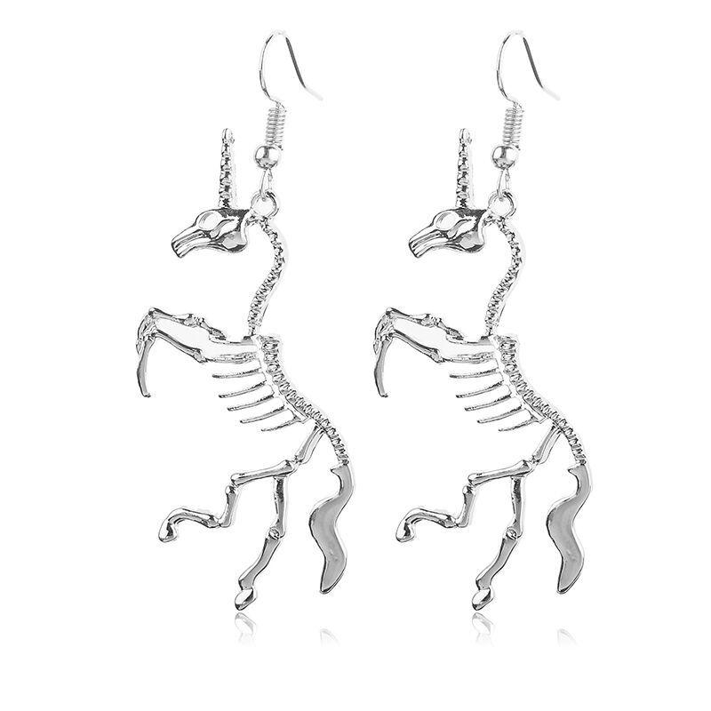 Trendy Bone Unicorn Stud Earrings - European  American Fashion Jewelry