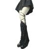 Women Punk Lace Up Straps Flared Leg Warmers Japanese Harajuku Eyelets Knee Length Foot Cover Long Tube Socks Streetwear