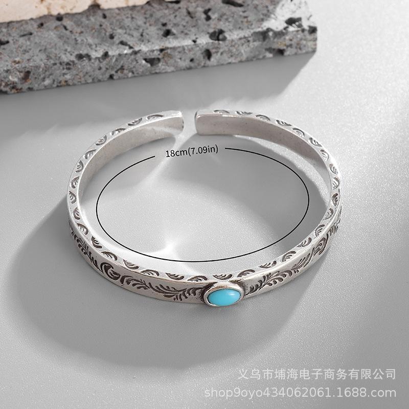 Men's Retro Carved Tang Grass Simple Versatile Bracelet