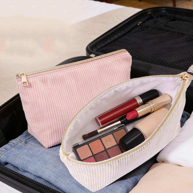 Multi-Purpose Corduroy Storage Bag Cosmetic Bags Portable Travel Makeup Bag Cosmetics Organizer Coin Purse Stationery Bag