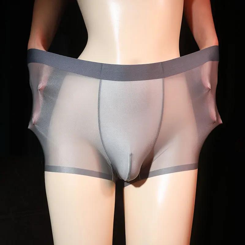 Sissy Pouch Panties Men U Convex Pouch Breathable Underwear Ultra-Thin Oil Shiny See Through Lingerie Elastic Transparent Briefs