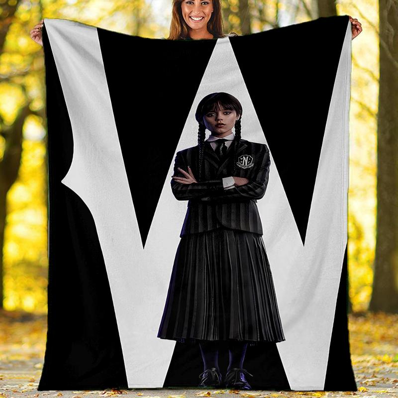 Wednesday Theme Printed Blanket - Perfect for Couch, Bed, Travel & Outdoor Use | Machine Washable, Cozy & Durable.