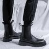 Leather Mens Boots High Top Fashion Decorative Luxury Designer Shoes Men Business Round Toe Slip-on Sleek Boots Plush Warm Shoes