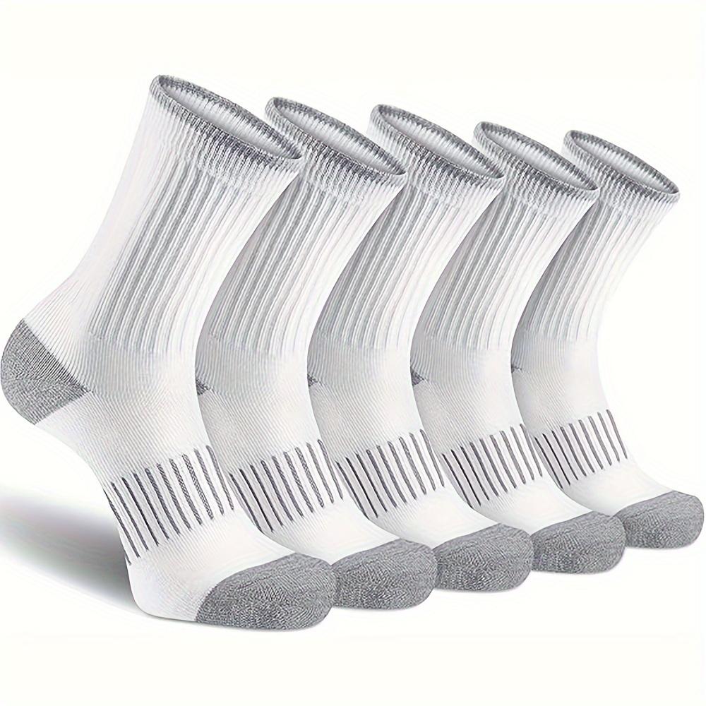 5 Pairs Women's Elegant Solid Color Mid-Calf Sports Socks - Breathable Moisture-Wicking Casual Athletic Socks for Spring & Autumn, Cute Socks
