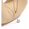 Yhpup Stainless Steel Chic Shiny Cubic Zirconia Round Drop Necklace for Women Delicate Fashion Korean Collar Jewelry Waterproof