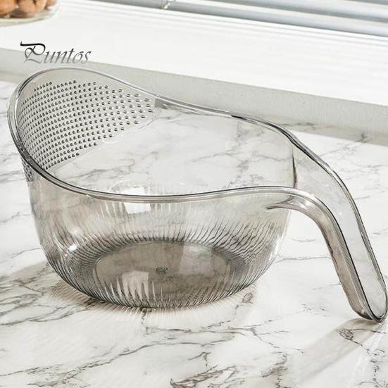 Multipurpose Food Drainer Rice Washing Bowl, with Ergonomic Handle, PP Safe Container Strainer Basket, for Cleaning Vegetables And Fruits Easy