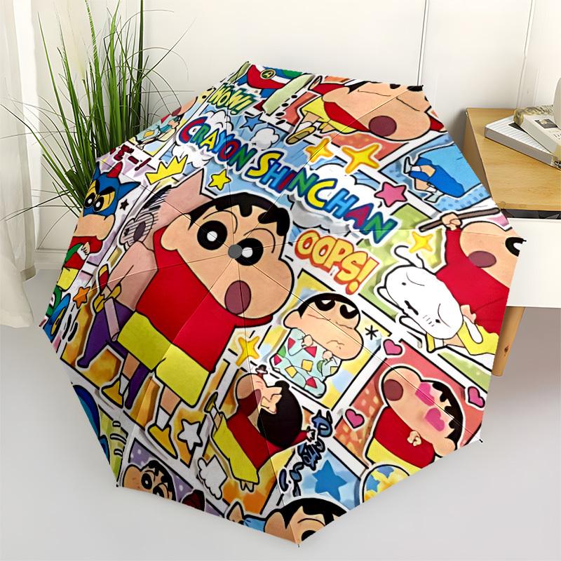 1pc Crayon Shin Chan Automatic Open/Close Folding Umbrella, Windproof 8 Rib Construction, Lightweight Travel Umbrella for Women/Men,a0902106