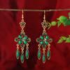 Crystal fringed earrings women's bohemian long temperament personality retro court earrings