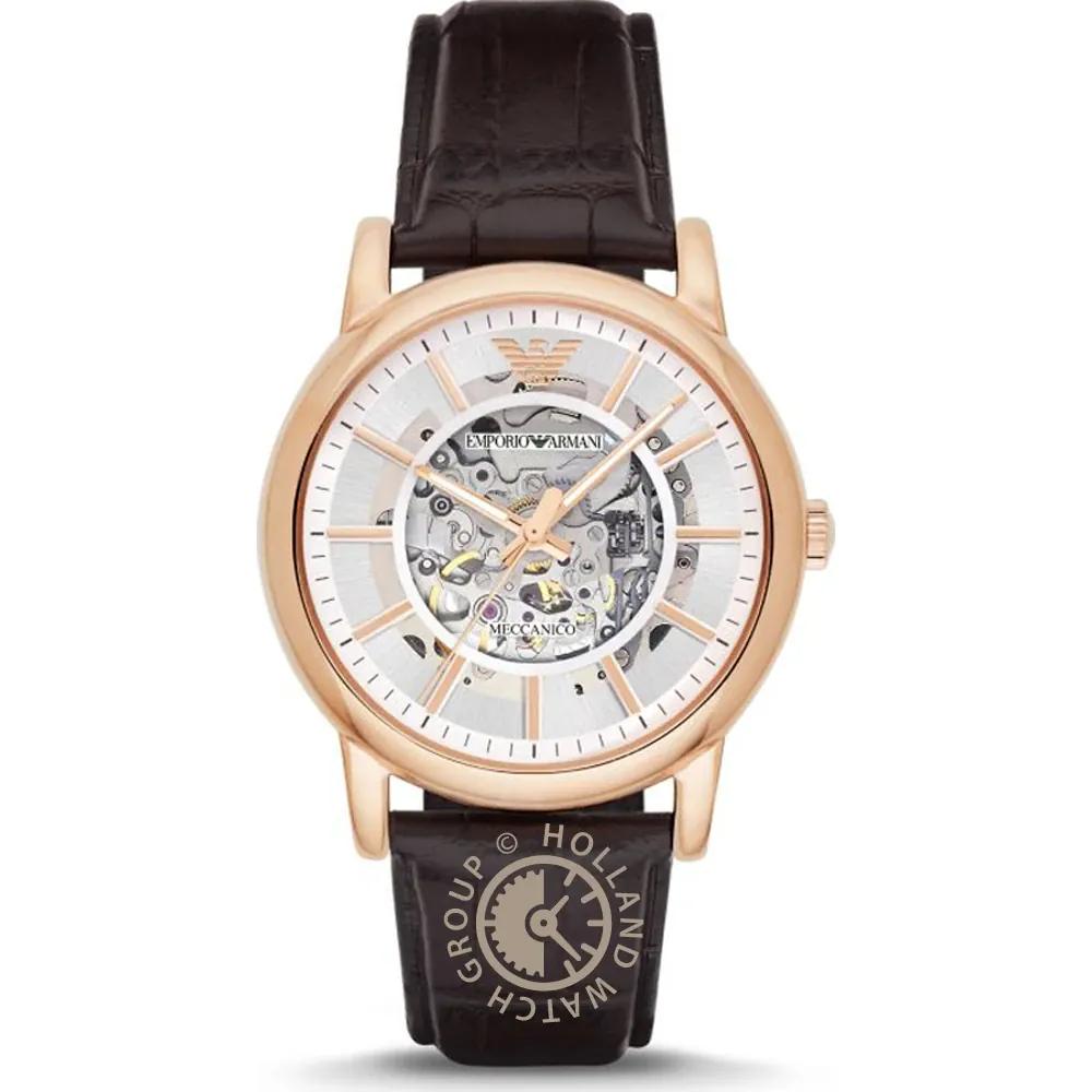 

Emporio Armani Luigi White Brown Leather Men s Mechanical Automatic Watch AR1983 белый