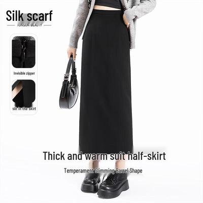 Jupe Midi Droite fendue taille haute pour femme Sibaisha