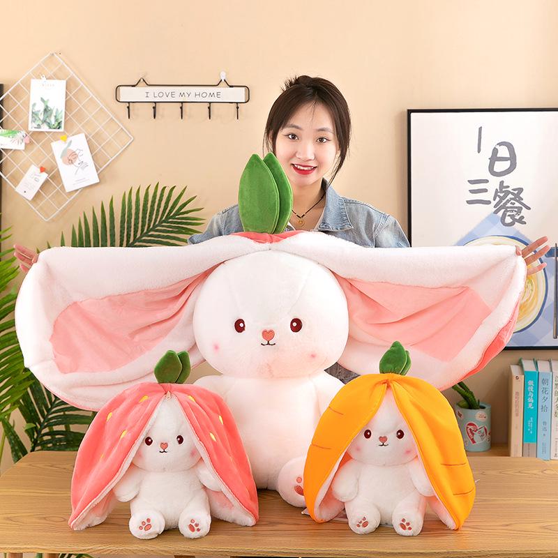 Strawberry Rabbit Plush Toy: Cute Doll Pillow & Birthday Gift for Girls